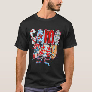 Camiseta Día de Juego Coquette Béisbol Mama Checkered Mothe