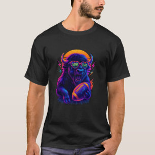 Camiseta Día de juego divertido de fútbol americano Bisonte