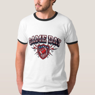 Camiseta Día de Juego Fútbol Americano Escudo Patriótico De