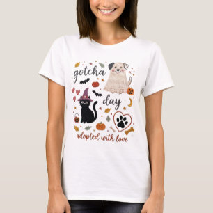 Camiseta Día de la Adopción Halloween Gato Negro Perro Adop