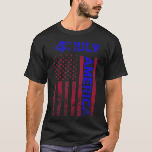 Camiseta Día De La Bandera Estadounidense 4 De Julio Feliz 