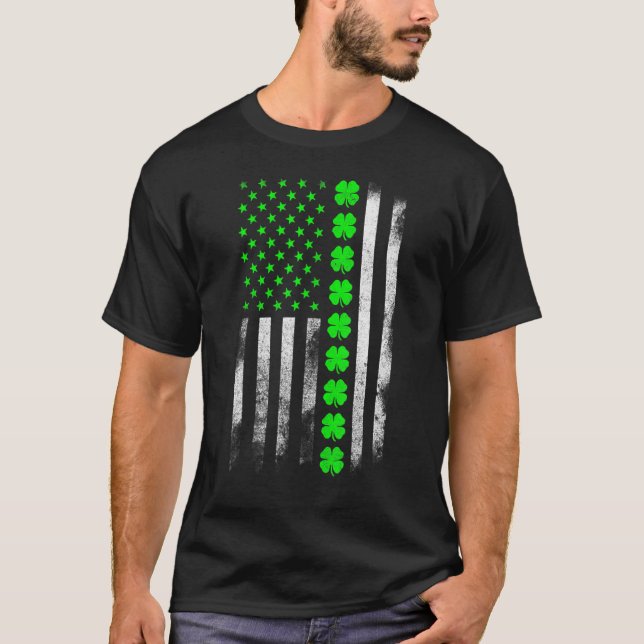 Camiseta Día de la Bandera Estadounidense Shamrock St Patri (Anverso)