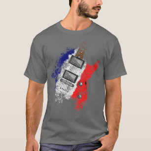 Camiseta Día de la Bastilla Bandera Francesa Guitarista de