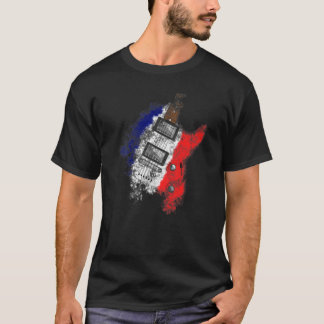 Camiseta Día de la Bastilla Bandera Francesa Guitarista de 