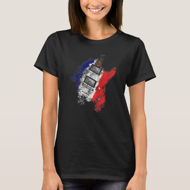 Camiseta Día de la Bastilla Bandera Francesa Guitarista de  (Anverso)