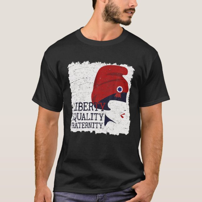 Camiseta Día de la Bastilla. Liberty, Equality, Fraternity  (Anverso)