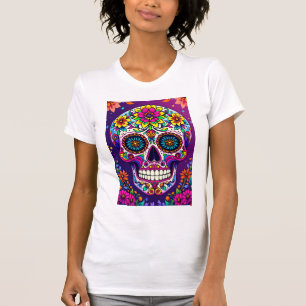 Camiseta Día de la Calavera del Azúcar Muerta Fiesta Mexica
