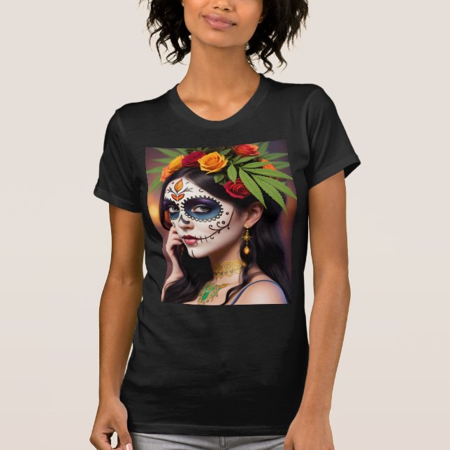 Camiseta Día de la Calavera Muerta con mujeres de la cabeza (Anverso)
