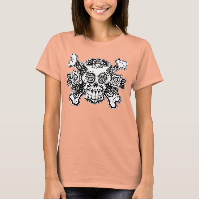 Camiseta Día de la Calavera Muerta y los huesos cruzados (Anverso)