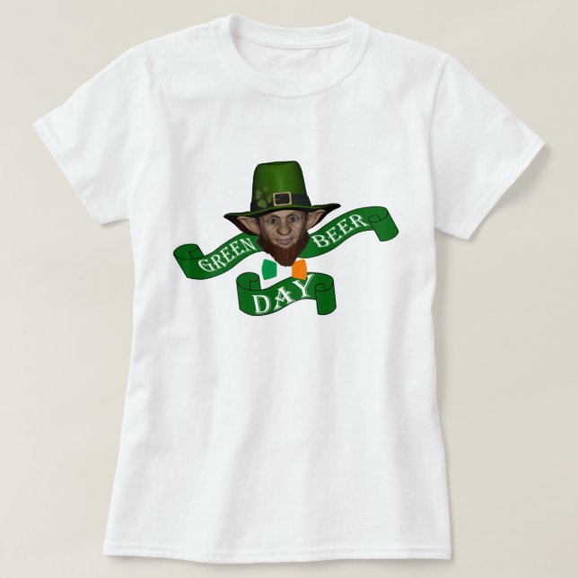 Camiseta Día de la cerveza verde leprechaun verde (Diseño del anverso)