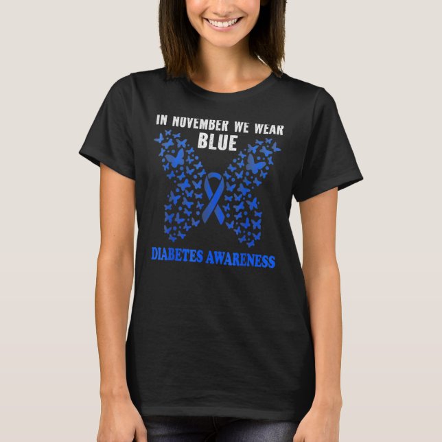 Camiseta Día de la Cinta Azul En Noviembre Usamos Diabetes  (Anverso)