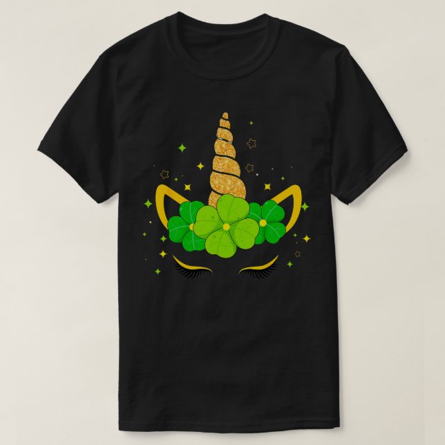 Camiseta Día de la Corta Unicornio frente al Shamrock irlan (Diseño del anverso)