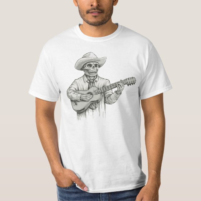 Camiseta Día de la guitarra que juega esquelética muerta (Anverso)