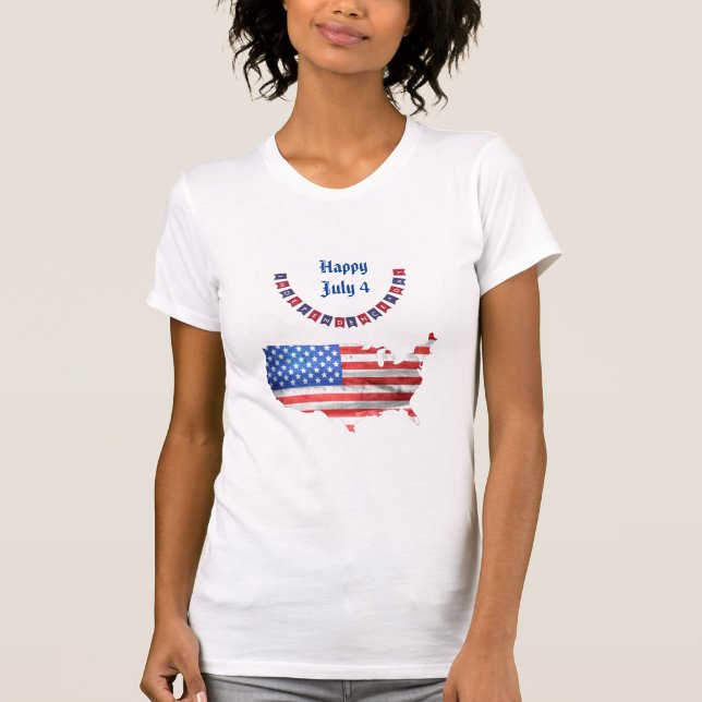 Camiseta Día de la Independencia 4 de julio Bandera estadou (Anverso)