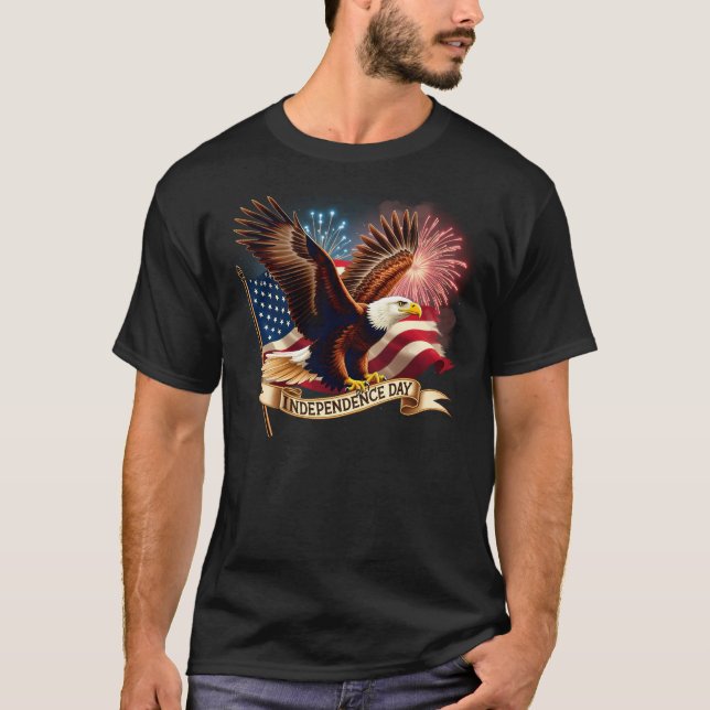 Camiseta Día de la Independencia Águila Bandera Estadounide (Anverso)