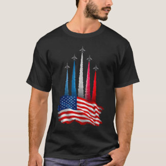 Camiseta Día de la Independencia Bandera Americana Aviones