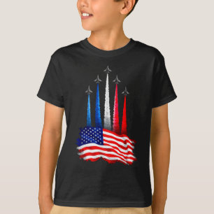 Camiseta Día de la Independencia Bandera Americana Aviones