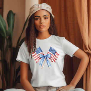 Camiseta Día de la Independencia Banderas Cruzadas 4 de Jul