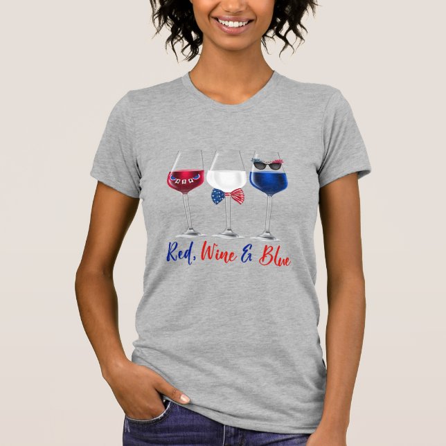 Camiseta Día de la Independencia del Vino Rojo 4 de julio (Anverso)