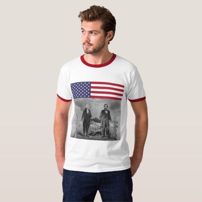 Camiseta Día de la Independencia George Washington Abraham  (Anverso completo)
