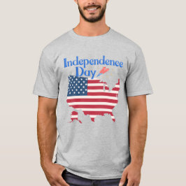 Camiseta Día de la Independencia Mapa de la Bandera de EE.