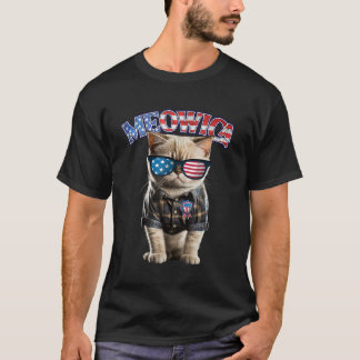 Camiseta Día de la Independencia Meowica USA Gatos Divertid
