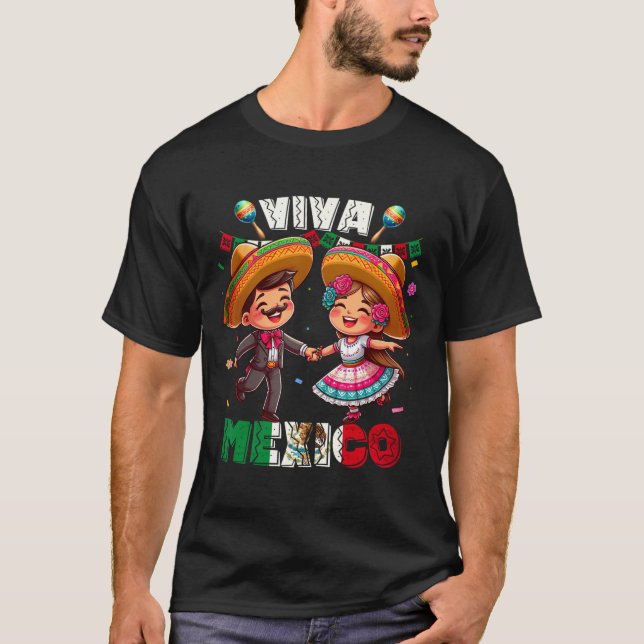 Camiseta Día De La Independencia Mexicana Viva A Los Niños  (Anverso)