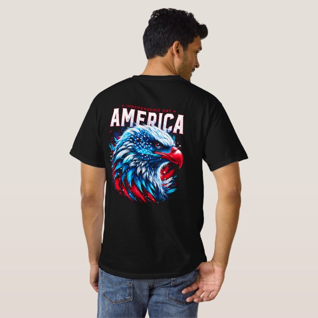 Camiseta Día de la Independencia mostrando libertad y democ (Reverso completo)
