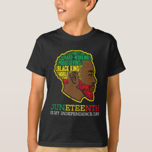 Camiseta Día de la Independencia Rey Negro Hombres Jóvenes 