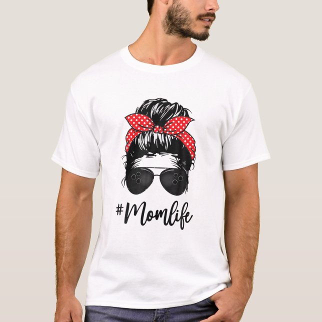 Camiseta Día de la Madre de boliche de Softball Messy Bun B (Anverso)