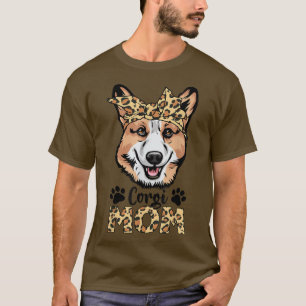Camiseta Día de la Madre de Corgi Mom Leopard Bandana 2022