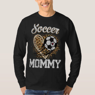 Camiseta Día de la madre de la mamá leopardo de fútbol