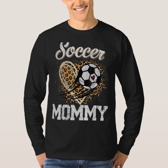 Camiseta Día de la madre de la mamá leopardo de fútbol (Anverso)