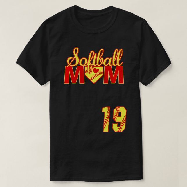 Camiseta Día de la madre de las mujeres en softball #19 Fas (Diseño del anverso)