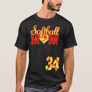 Camiseta Día de la madre de las mujeres en softball #34 Fas