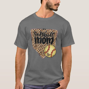 Camiseta Día de la Madre de mamá Leopard Diamond Softball