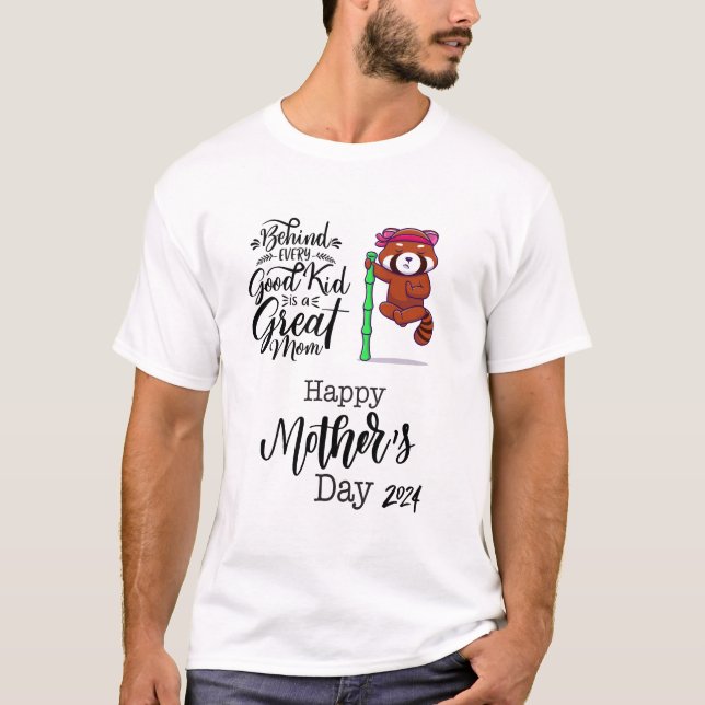 Camiseta Día de la madre de panda roja 2024. (Anverso)