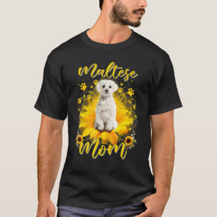 Camiseta Día de la madre de perro maltesa con girasol