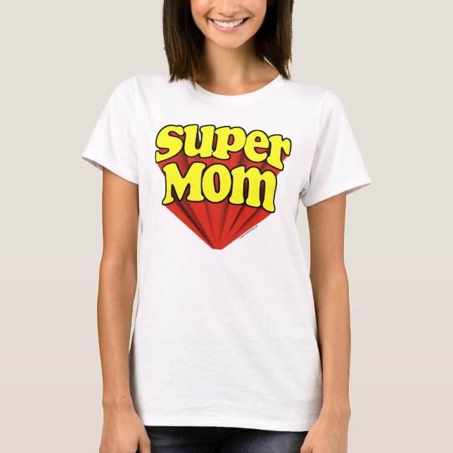 Camiseta Día de la madre de superheroína azul/roja/amarilla (Anverso)