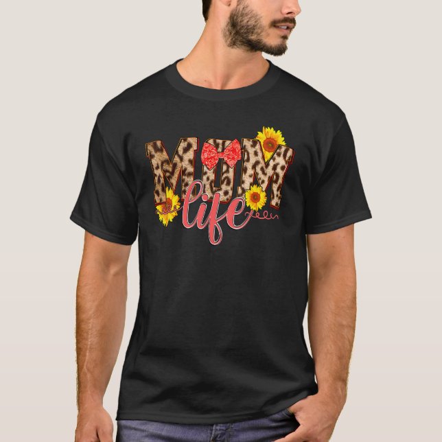 Camiseta Día de la Madre de una Madre Leopard Mom Life Sunf (Anverso)