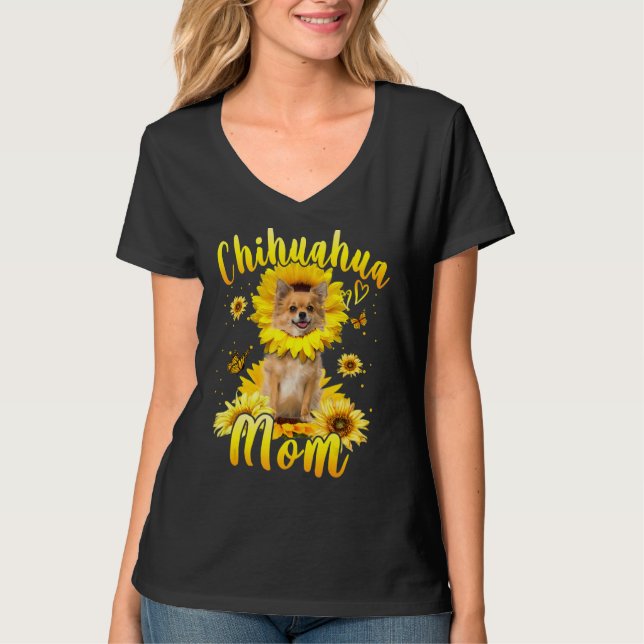 Camiseta Día de la madre del perro del girasol Chihuahua (Anverso)