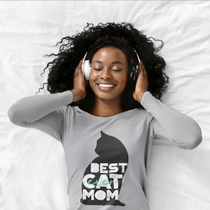 Camiseta Día de la Madre Divertido Azul Mejor Mamá de Gatos