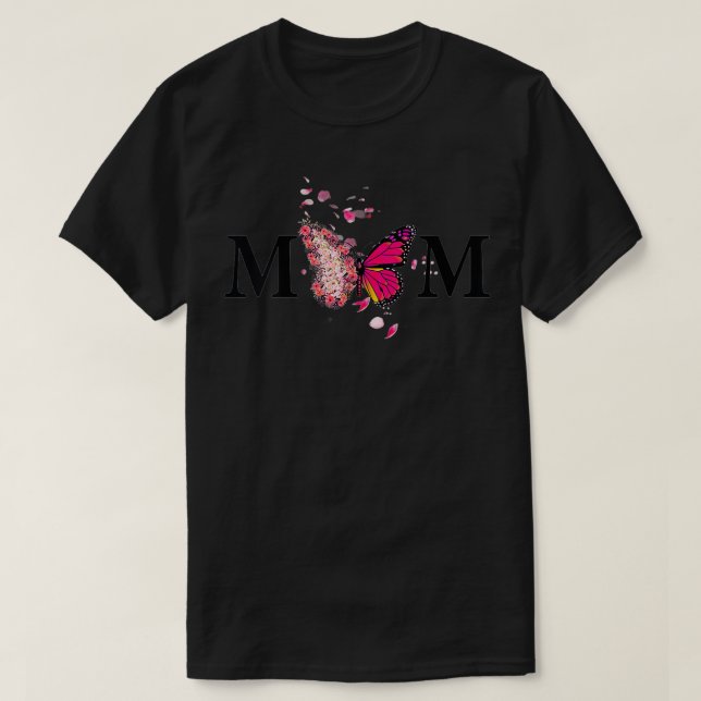 Camiseta Día de la Madre femenino mariposa mamá mamá mamá m (Diseño del anverso)