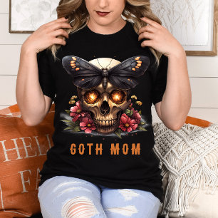 Camiseta Día de la Madre Floral de Cráneo de Polilla Naranj