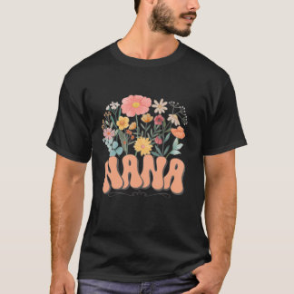 Camiseta Día de la Madre Groovy Nana Familia Floral Hippie 