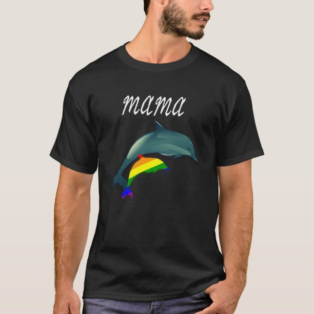 Camiseta Día de la Madre Mama Dolphin apoya el orgullo LGBT (Anverso)