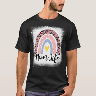 Camiseta Día de la Madre Mamá Vida Leopardo Arcoiris Mujere