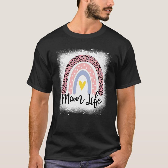 Camiseta Día de la Madre Mamá Vida Leopardo Arcoiris Mujere (Anverso)