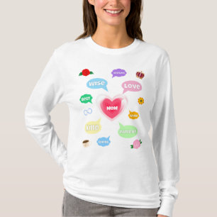 Camiseta Día de la Madre Mejor Mamá Palabra Nubes Reina Cor