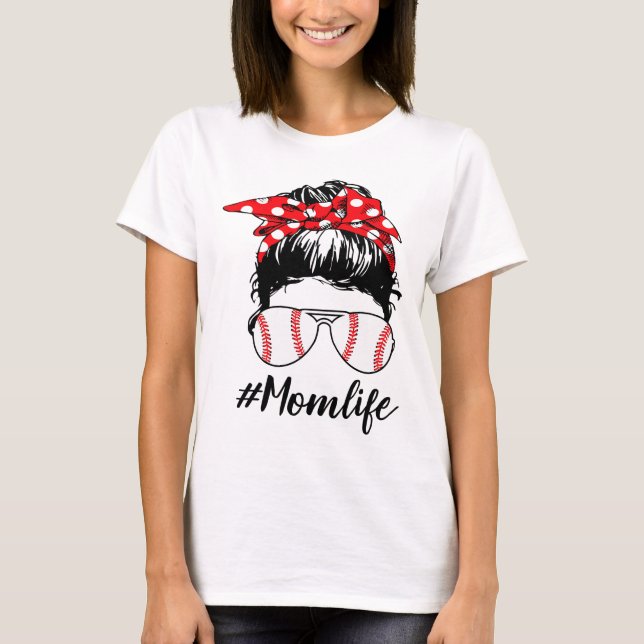 Camiseta Día de la Madre Momlife de Béisbol para Madres (Anverso)